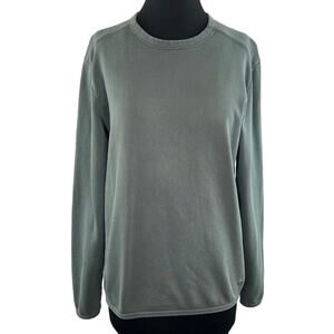 ELVINE Sweden Green Gray Cotton Crew Long Sleeve Lightweight Pullover Medium M